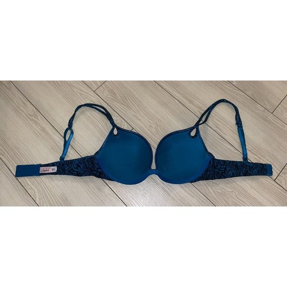 Jezebel 24750 Shiny Lightly Padded Bra Underwire Womens 34B Teal Green - Picture 5 of 6